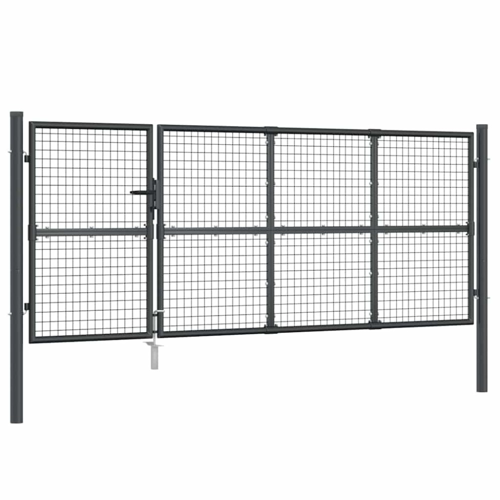 vidaXL Πόρτα Κήπου με Διχτυωτό Υλικό Ανθρακί 350x125 εκ. από Γαλβανισμένο Ατσάλι