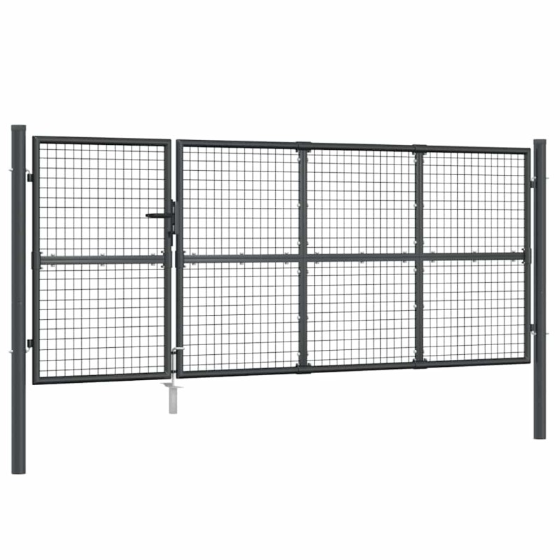 vidaXL Πόρτα Κήπου με Διχτυωτό Υλικό Ανθρακί 350x125 εκ. από Γαλβανισμένο Ατσάλι