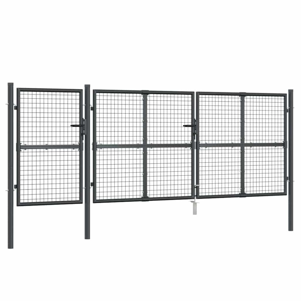 vidaXL Πόρτα Κήπου με Διχτυωτό Υλικό Ανθρακί 400x125 εκ. από Γαλβανισμένο Ατσάλι
