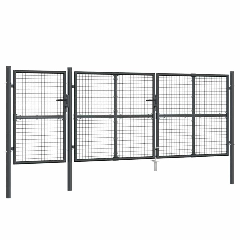 vidaXL Πόρτα Κήπου με Διχτυωτό Υλικό Ανθρακί 400x125 εκ. από Γαλβανισμένο Ατσάλι