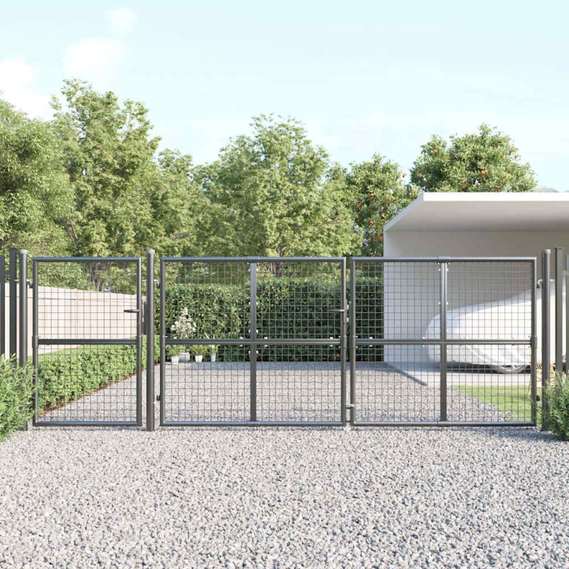 vidaXL Πόρτα Κήπου με Διχτυωτό Υλικό Ανθρακί 400x125 εκ. από Γαλβανισμένο Ατσάλι