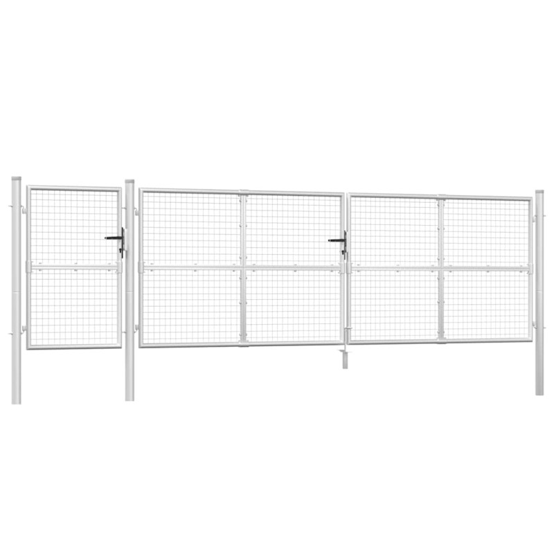 vidaXL Πόρτα Κήπου με Διχτυωτό Ασημί 500x125 εκ. από Γαλβανισμένο Ατσάλι