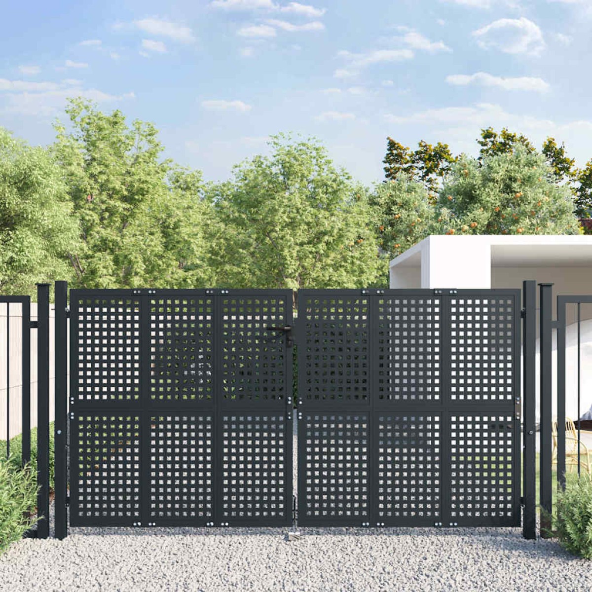 vidaXL Πύλη Κήπου Ανθρακί 300 x 175 εκ. Ατσάλινη