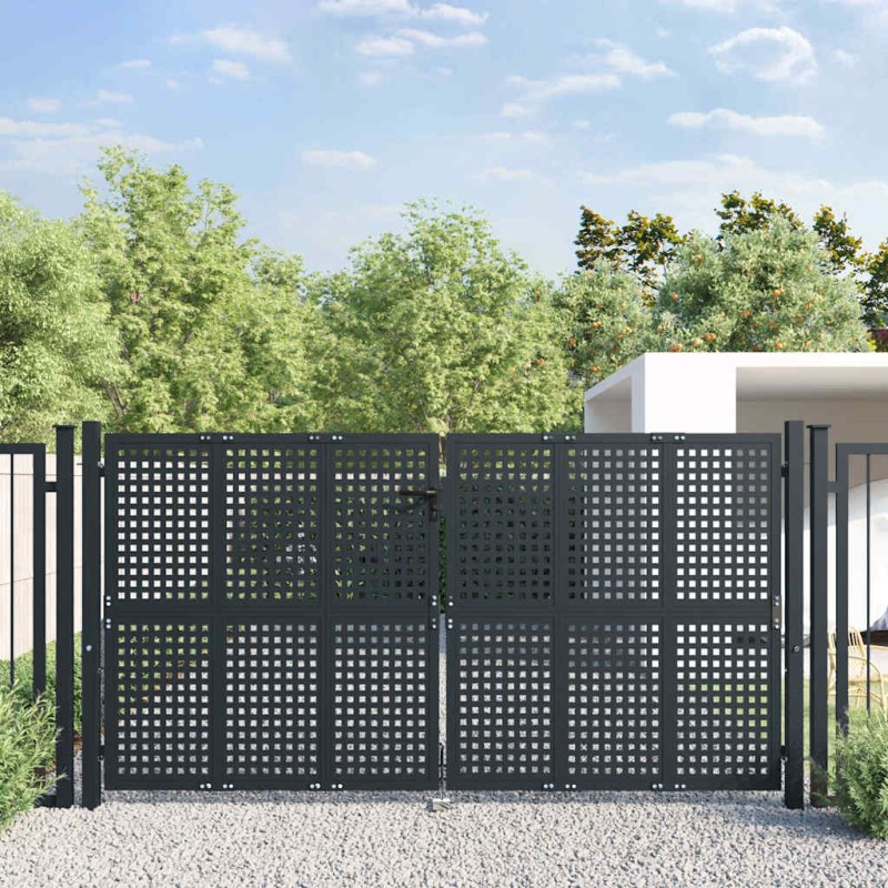 vidaXL Πόρτα Κήπου Ανθρακί 300x150 εκ. Ατσάλι