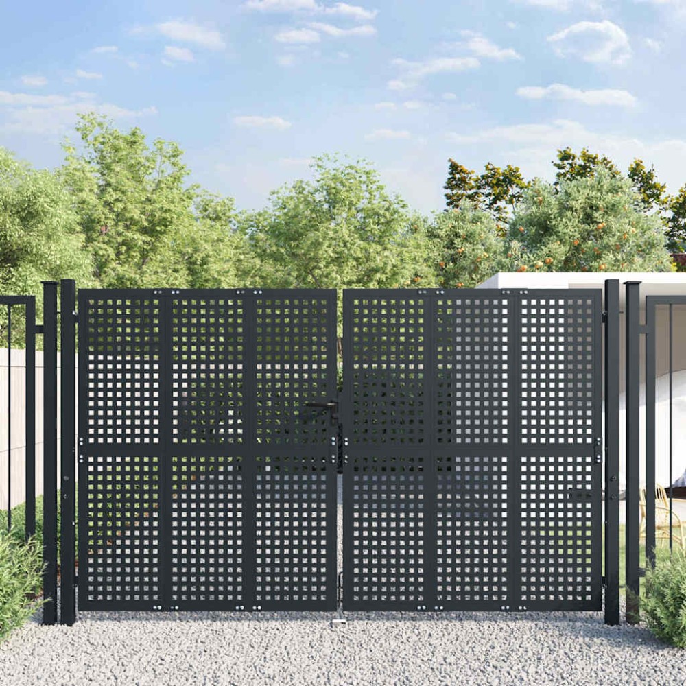 vidaXL Πόρτα Κήπου Ανθρακί 300x175 εκ. Ατσάλι