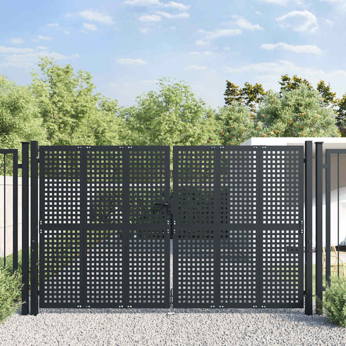 vidaXL Πύλη Κήπου Ανθρακί 300 x 250 εκ. Ατσάλινη