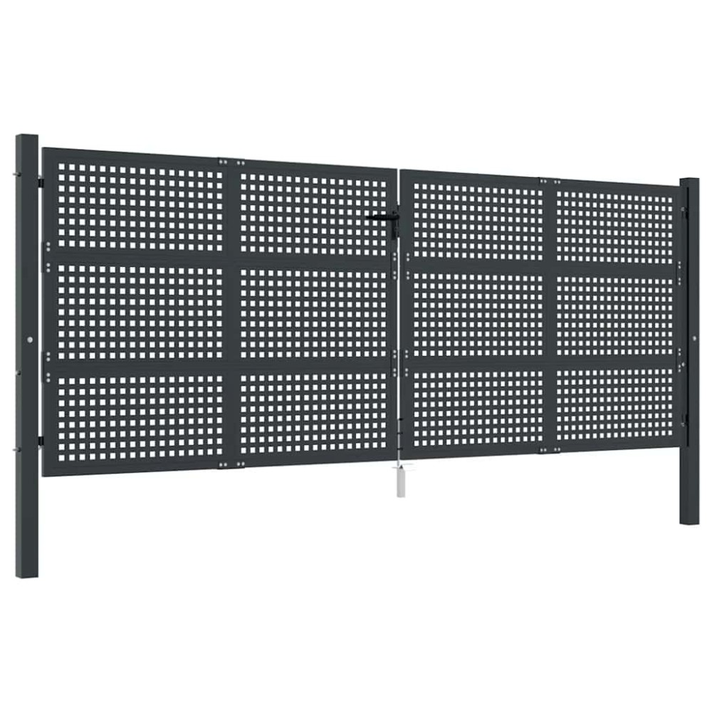 vidaXL Πόρτα Κήπου Ανθρακί 400x125 εκ. Ατσάλι