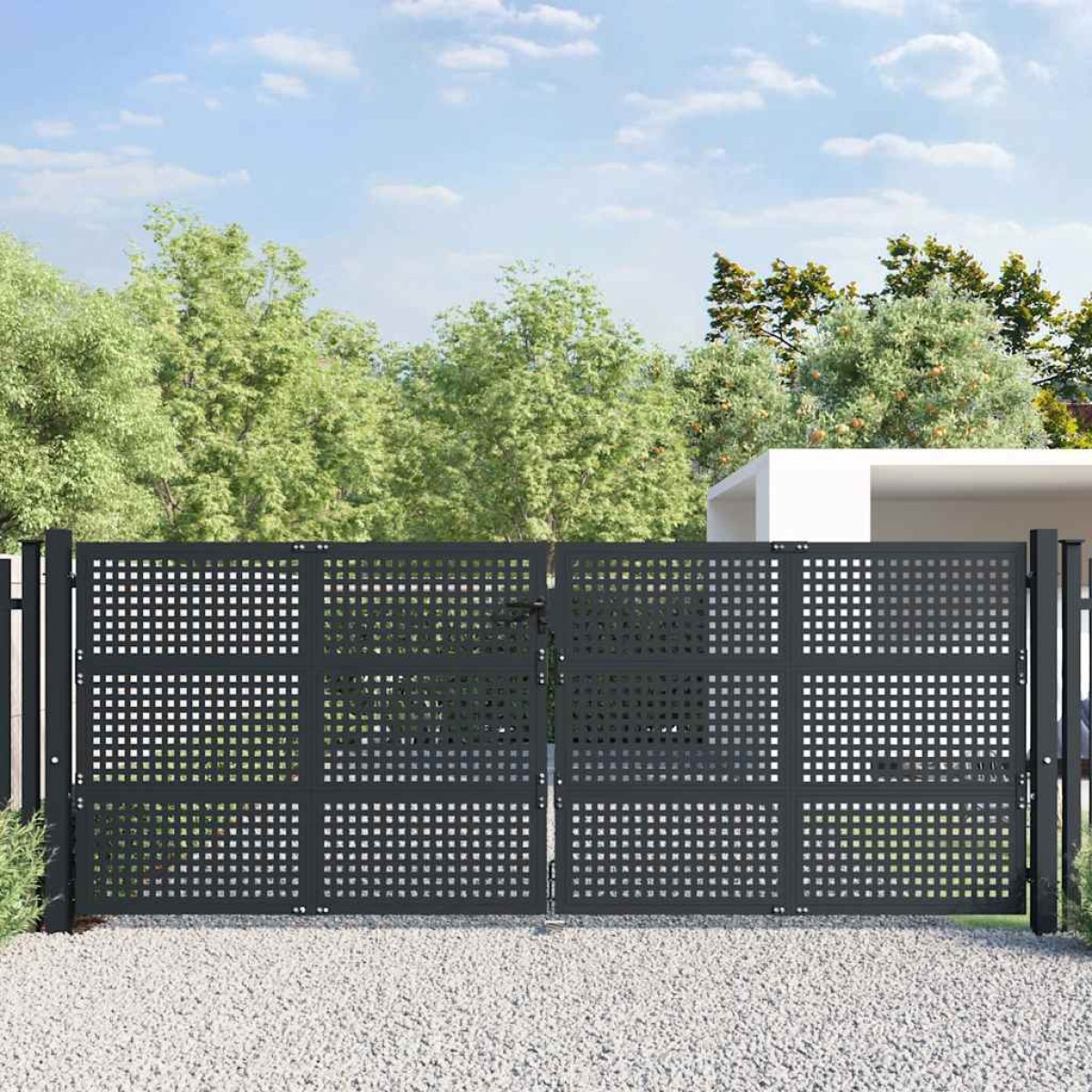 vidaXL Πύλη Κήπου Ανθρακί 400 x 175 εκ. Ατσάλινη