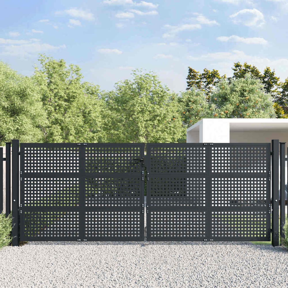 vidaXL Πόρτα Κήπου Ανθρακί 400x150 εκ. Ατσάλι