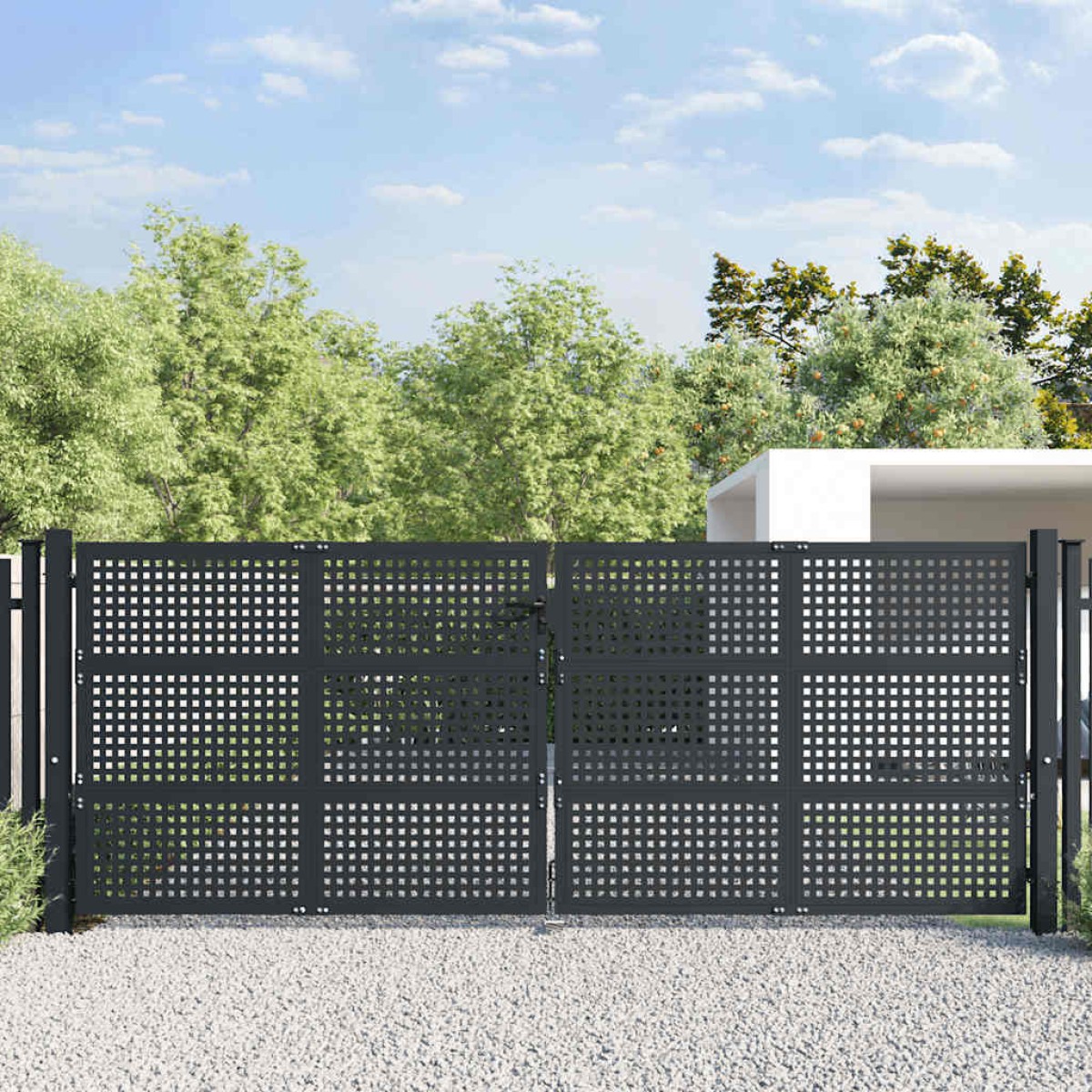 vidaXL Πύλη Κήπου Ανθρακί 400 x 200 εκ. Ατσάλινη