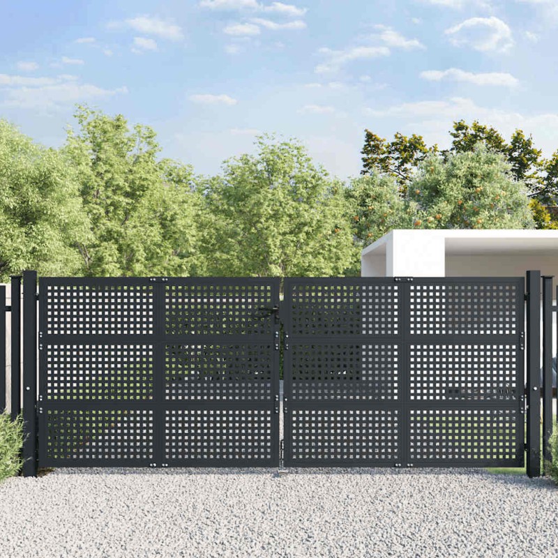 vidaXL Πόρτα Κήπου Ανθρακί 400x150 εκ. Ατσάλι