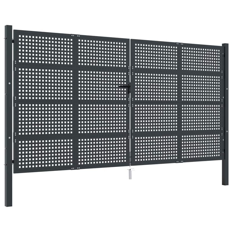 vidaXL Πόρτα Κήπου Ανθρακί 400x175 εκ. Ατσάλι