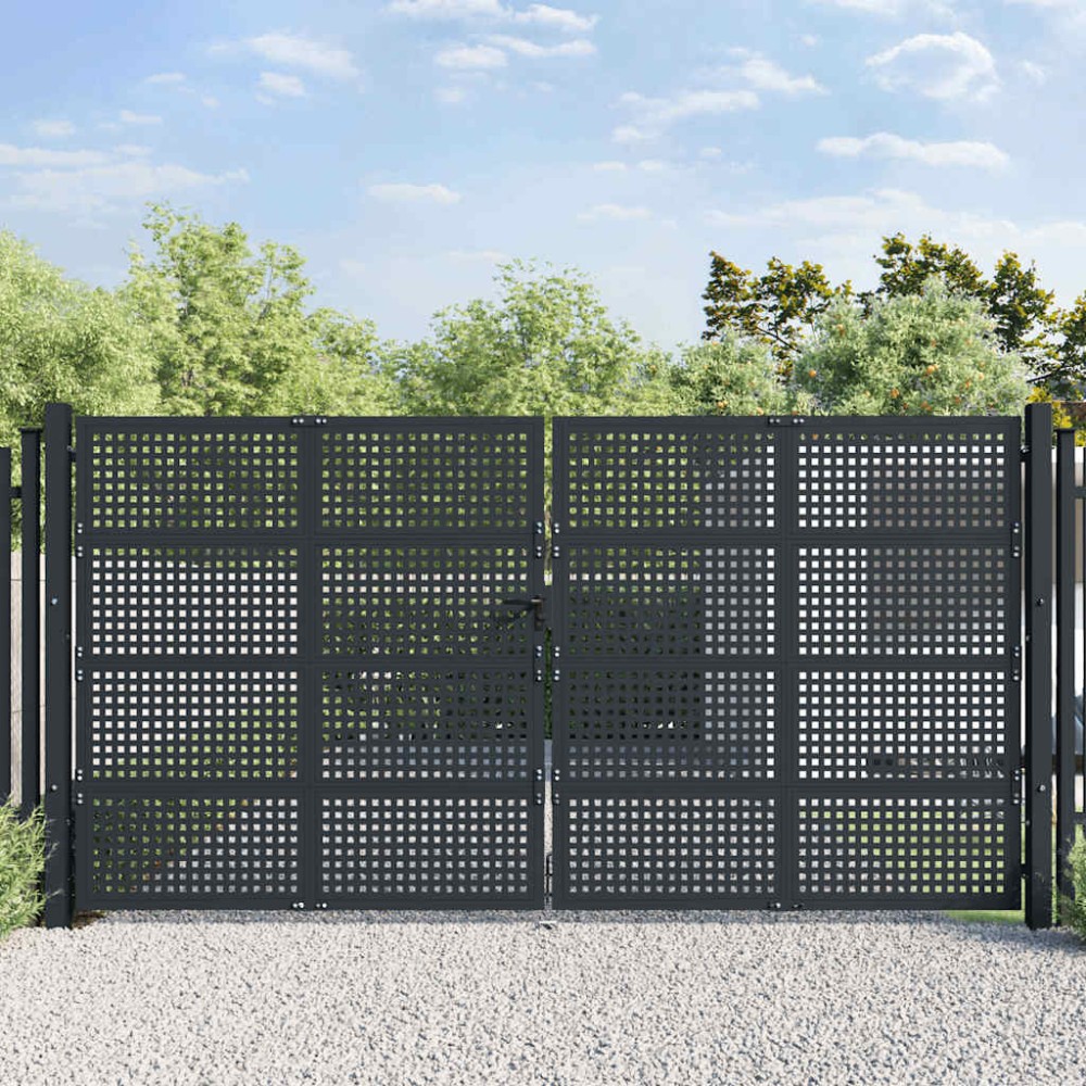 vidaXL Πόρτα Κήπου Ανθρακί 400x175 εκ. Ατσάλι
