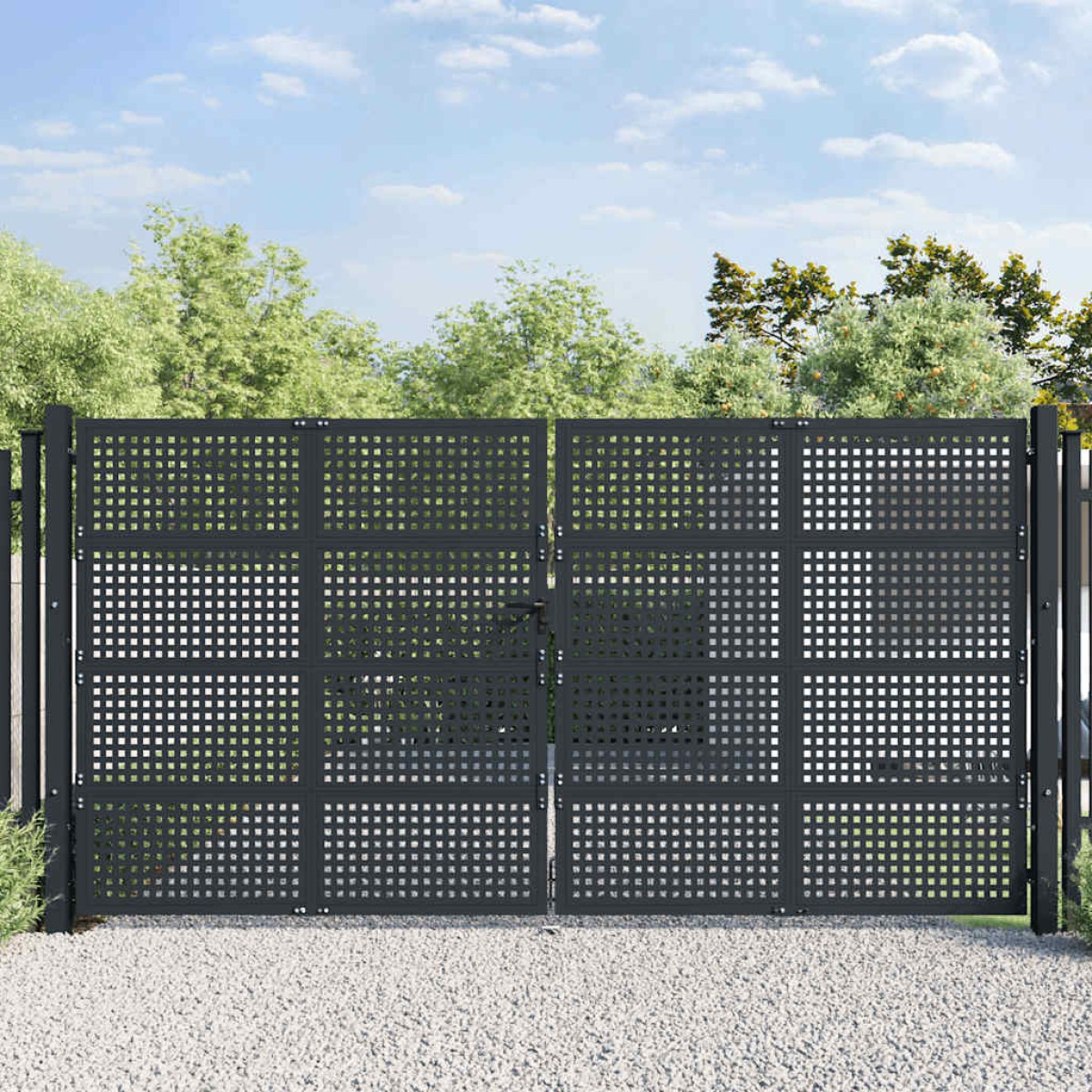 vidaXL Πύλη Κήπου Ανθρακί 400 x 225 εκ. Ατσάλινη