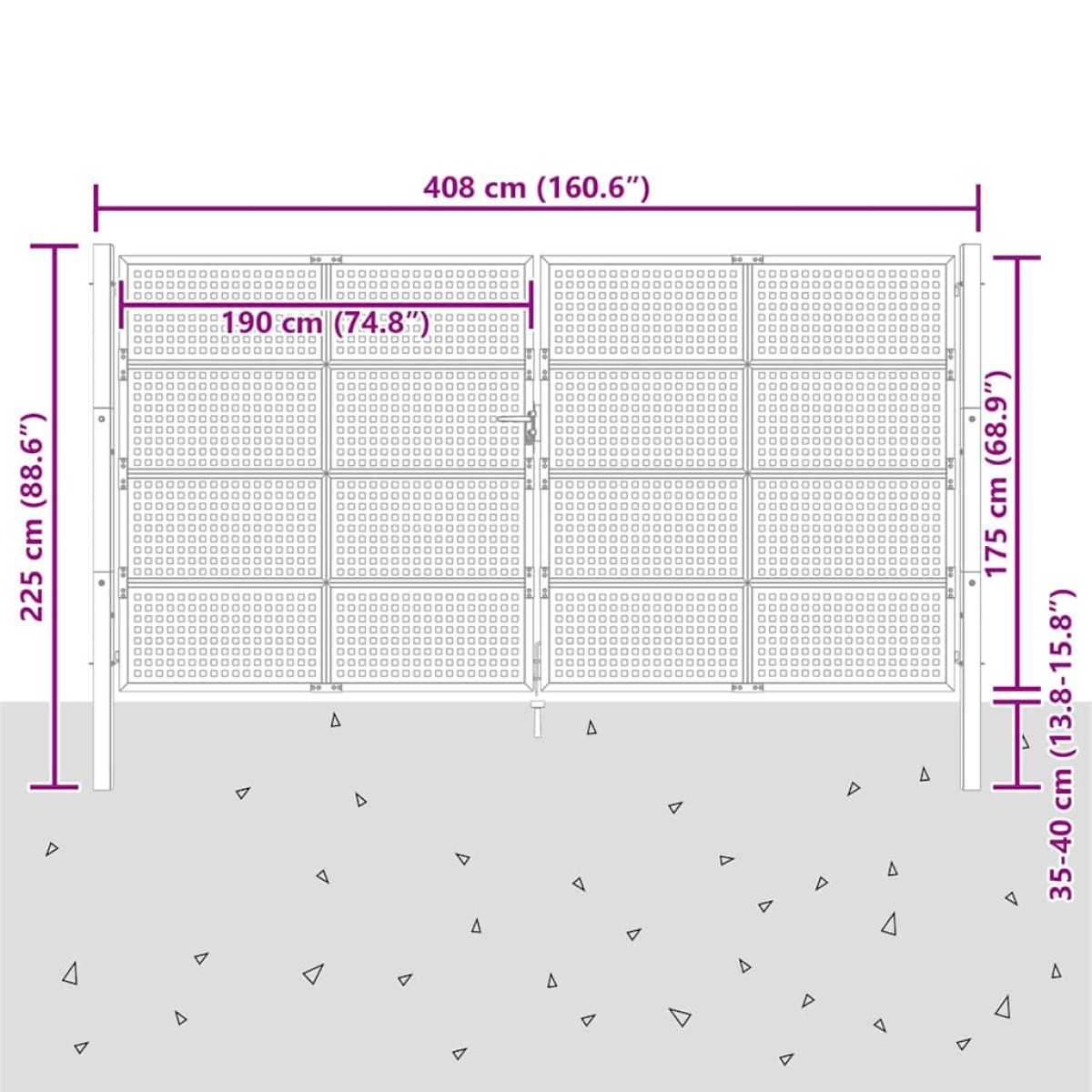 vidaXL Πύλη Κήπου Ανθρακί 400 x 225 εκ. Ατσάλινη