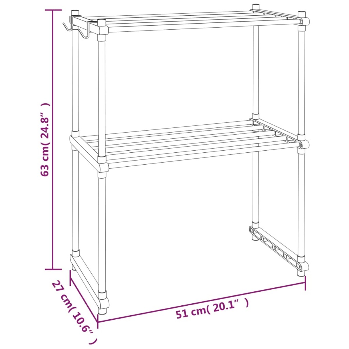 vidaXL Ράφι για Φούρνο Μικροκυμάτων Λευκό 51x27x63 εκ. από Αλουμίνιο