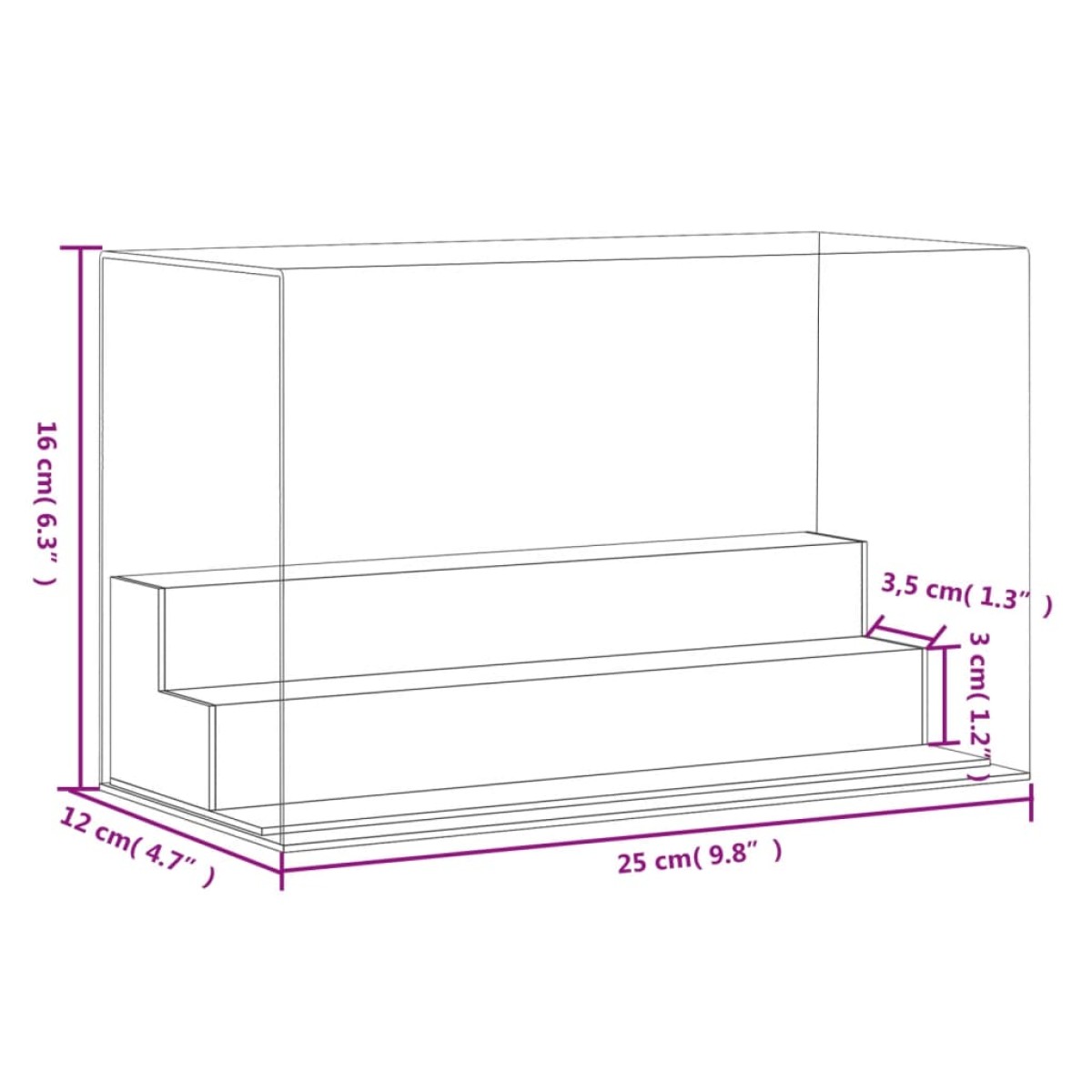 vidaXL Κουτί Βιτρίνα Διάφανο 25 x 12 x 16 εκ. Ακρυλικό