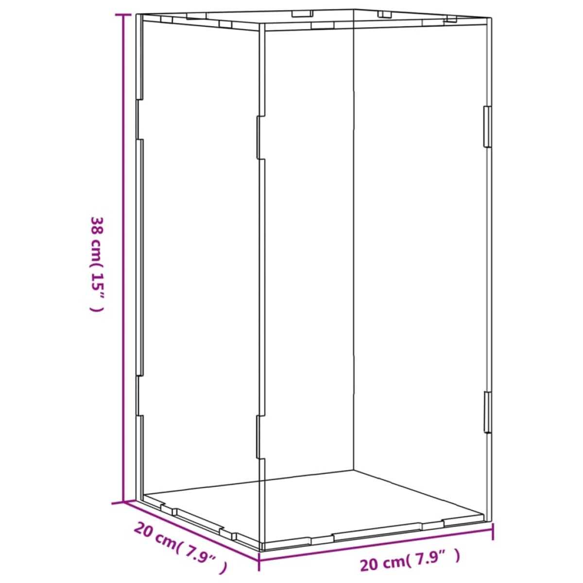 vidaXL Κουτί Βιτρίνα Διάφανο 20 x 20 x 38 εκ. Ακρυλικό