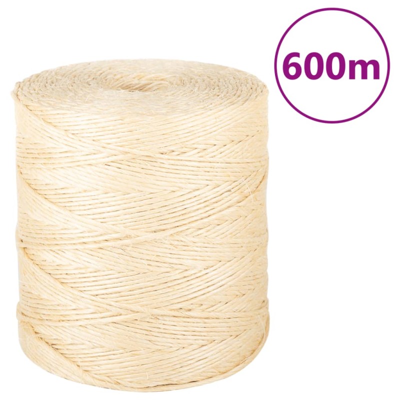 vidaXL Σχοινί 2 χιλ. 600 μ. από 100% Σιζάλ