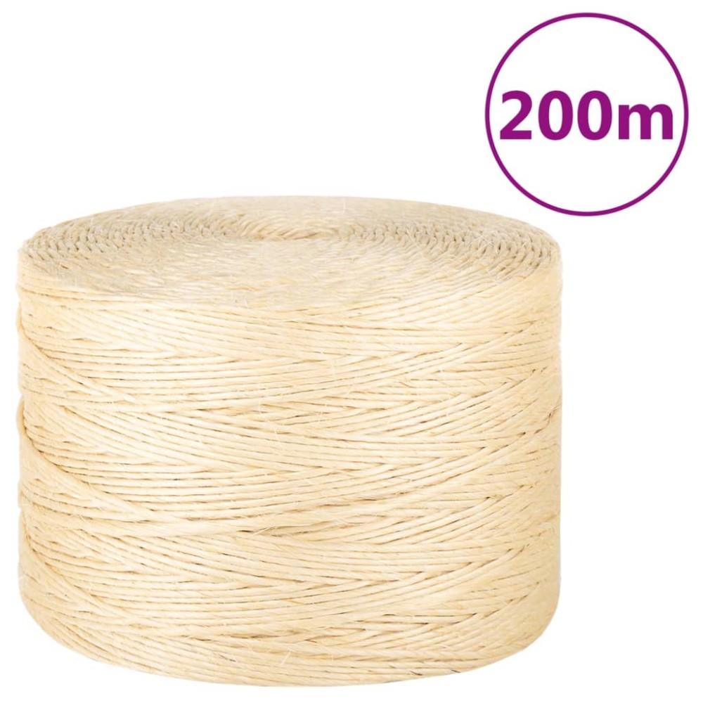 vidaXL Σχοινί 3 χιλ. 200 μ. από 100% Σιζάλ