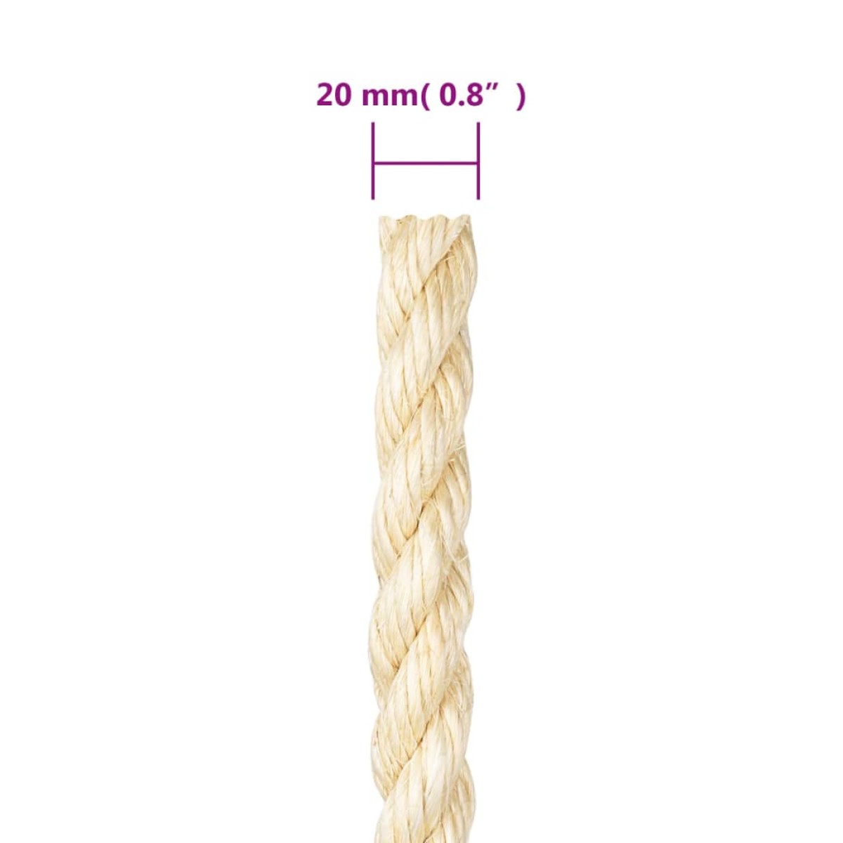 vidaXL Σχοινί 20 χιλ. 25 μ. από 100% Σιζάλ