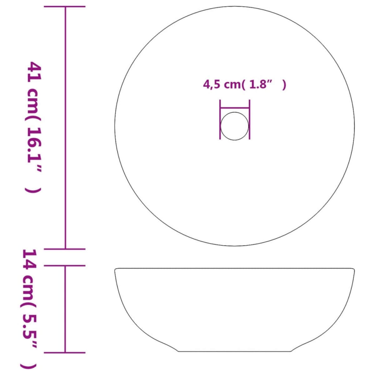 vidaXL Νιπτήρας Μαύρος και Κόκκινος Φ41 x 14 εκ. Κεραμικός