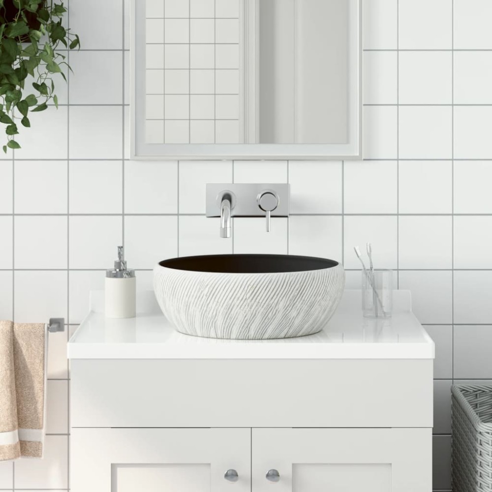 vidaXL Νιπτήρας Μαύρος και Γκρι Φ41 x 14 εκ. Κεραμικός