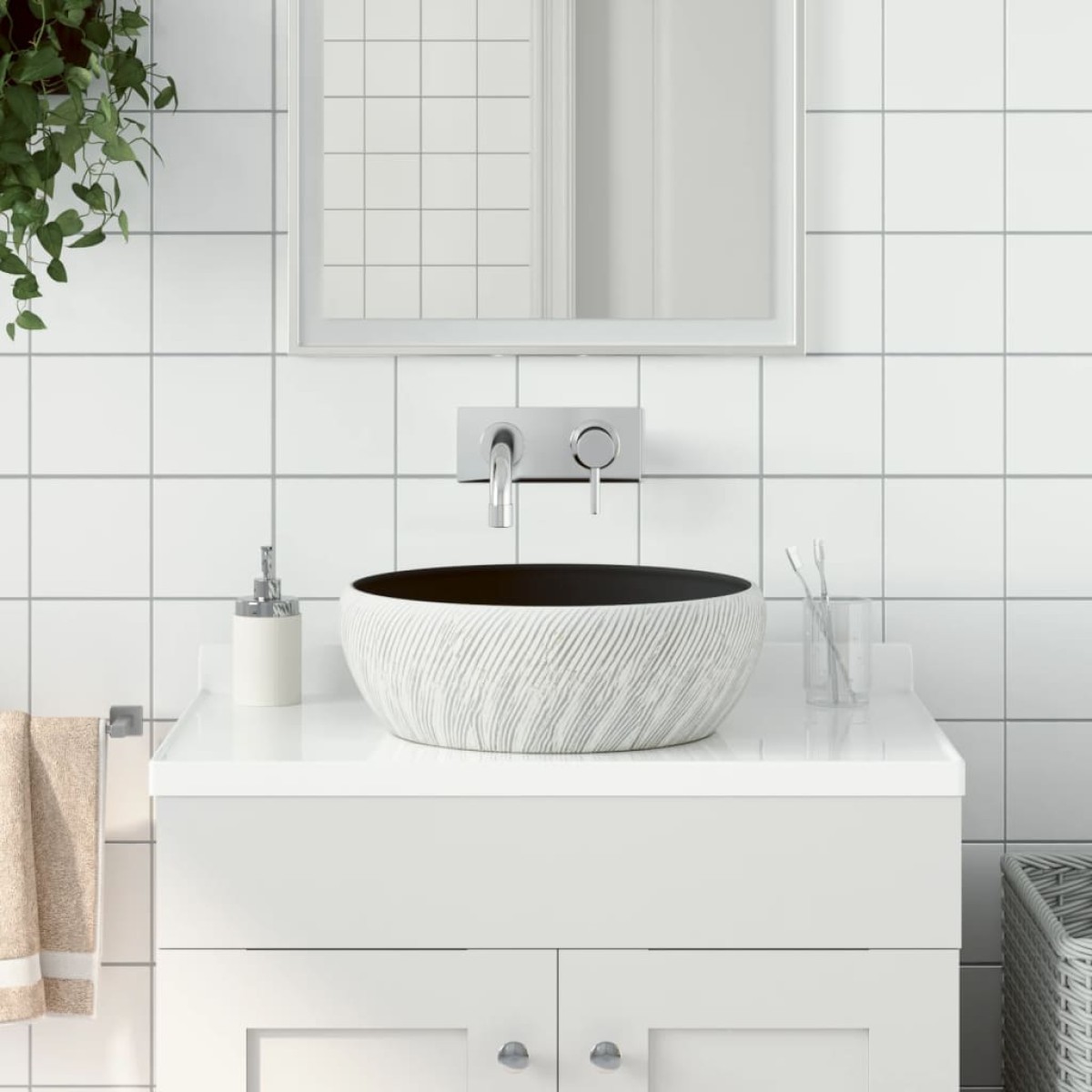 vidaXL Νιπτήρας Μαύρος και Γκρι Φ41 x 14 εκ. Κεραμικός