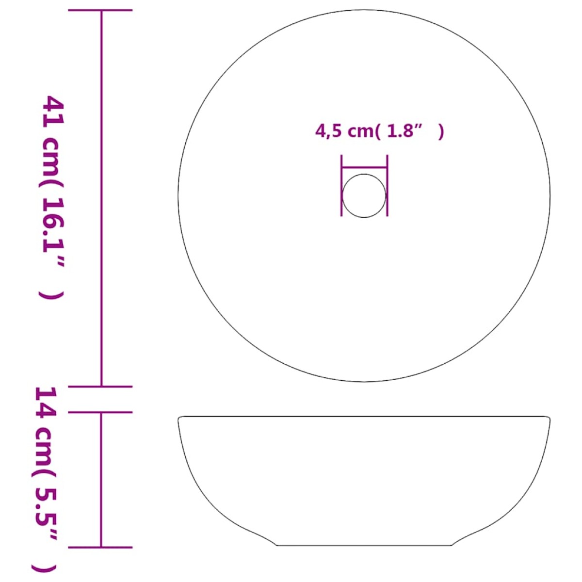 vidaXL Νιπτήρας Μαύρος και Μπλε Φ41 x 14 εκ. Κεραμικός