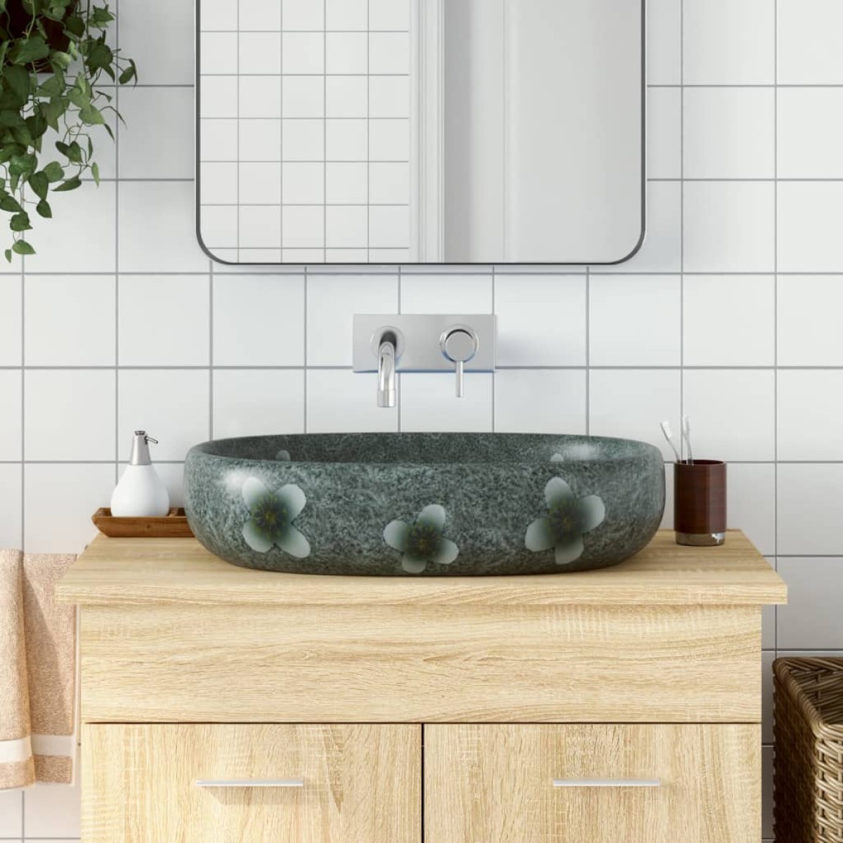 vidaXL Νιπτήρας Οβάλ Μπλε 59x40x14 εκ. Κεραμικός