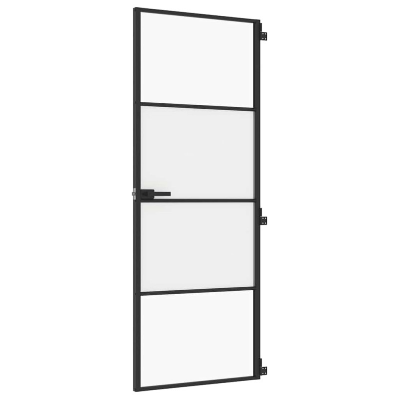 vidaXL Εσωτερική Πόρτα Μαύρη 76x201,5 εκ. Ψημένο Γυαλί και Αλουμίνιο