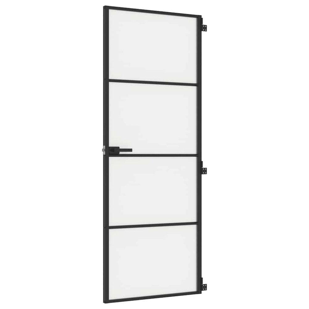 vidaXL Εσωτερική Πόρτα Μαύρη 76x201,5 εκ. Ψημένο Γυαλί και Αλουμίνιο