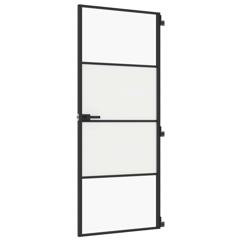 vidaXL Εσωτερική Πόρτα Μαύρη 83 x 201,5 εκ. Ψημένο Γυαλί & Αλουμίνιο