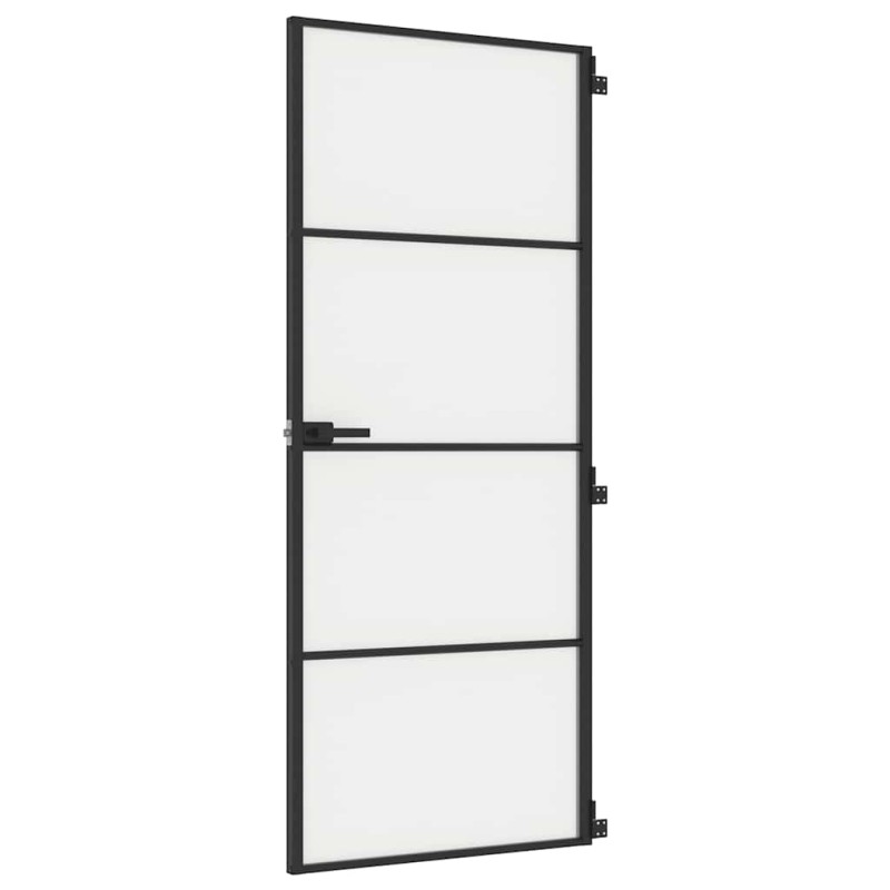 vidaXL Εσωτερική Πόρτα Μαύρη 83 x 201,5 εκ. Ψημένο Γυαλί & Αλουμίνιο