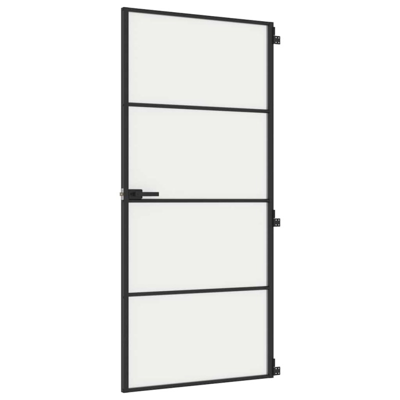 vidaXL Εσωτερική Πόρτα Μαύρη 93 x 201,5 εκ. Ψημένο Γυαλί & Αλουμίνιο
