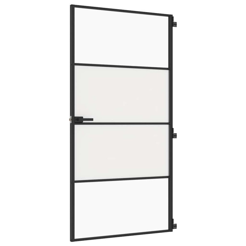 vidaXL Εσωτερική Πόρτα Μαύρη 102,5x201,5 εκ. Ψημένο Γυαλί & Αλουμίνιο