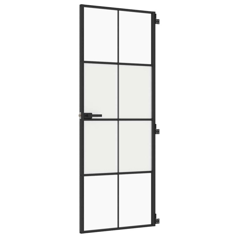 vidaXL Εσωτερική Πόρτα Μαύρη 76x201,5 εκ. Ψημένο Γυαλί και Αλουμίνιο