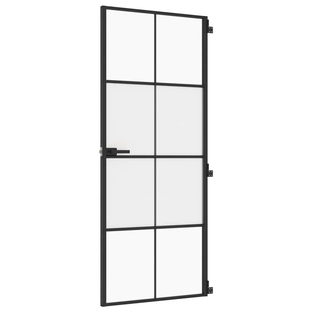 vidaXL Εσωτερική Πόρτα Μαύρη 83 x 201,5 εκ. Ψημένο Γυαλί & Αλουμίνιο