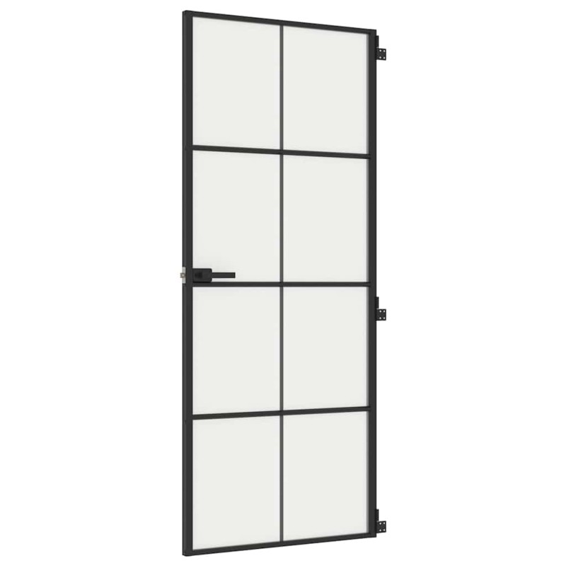 vidaXL Εσωτερική Πόρτα Μαύρη 83 x 201,5 εκ. Ψημένο Γυαλί & Αλουμίνιο