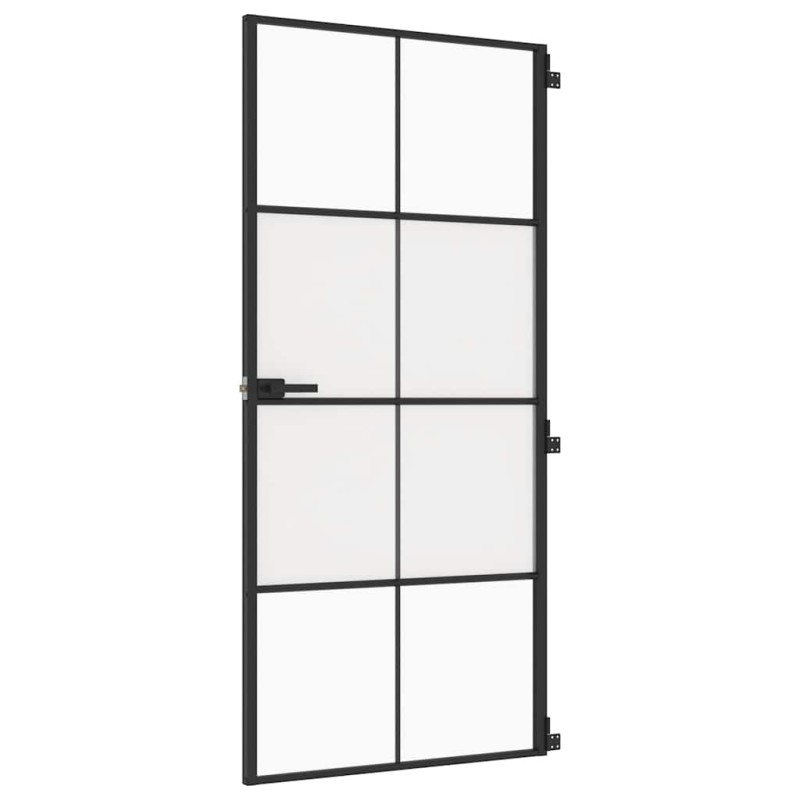 vidaXL Εσωτερική Πόρτα Μαύρη 93 x 201,5 εκ. Ψημένο Γυαλί & Αλουμίνιο