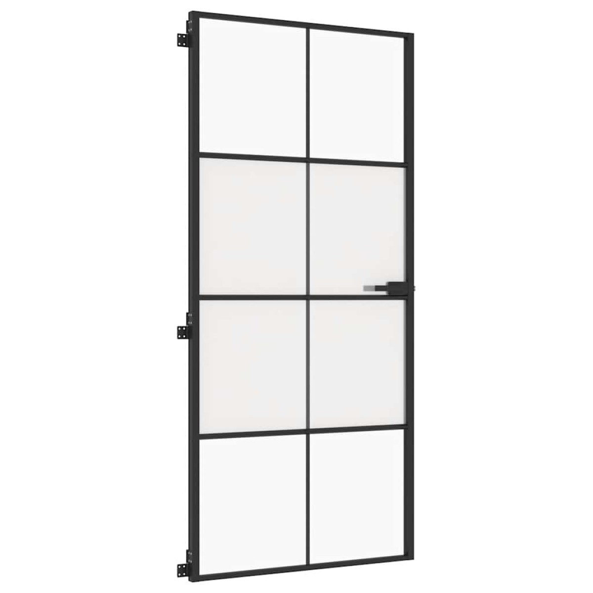 vidaXL Εσωτερική Πόρτα Μαύρη 93 x 201,5 εκ. Ψημένο Γυαλί & Αλουμίνιο