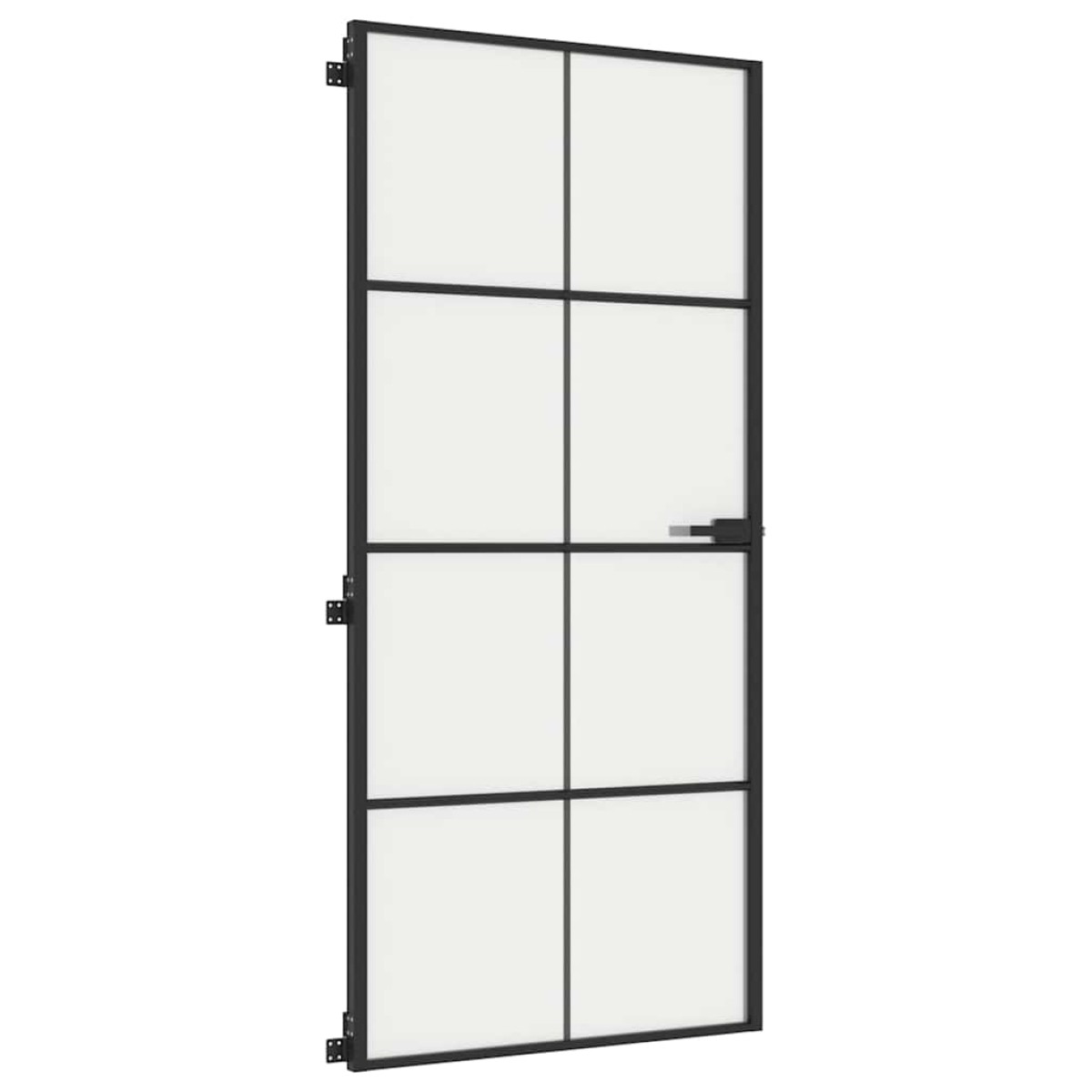 vidaXL Εσωτερική Πόρτα Μαύρη 93 x 201,5 εκ. Ψημένο Γυαλί & Αλουμίνιο