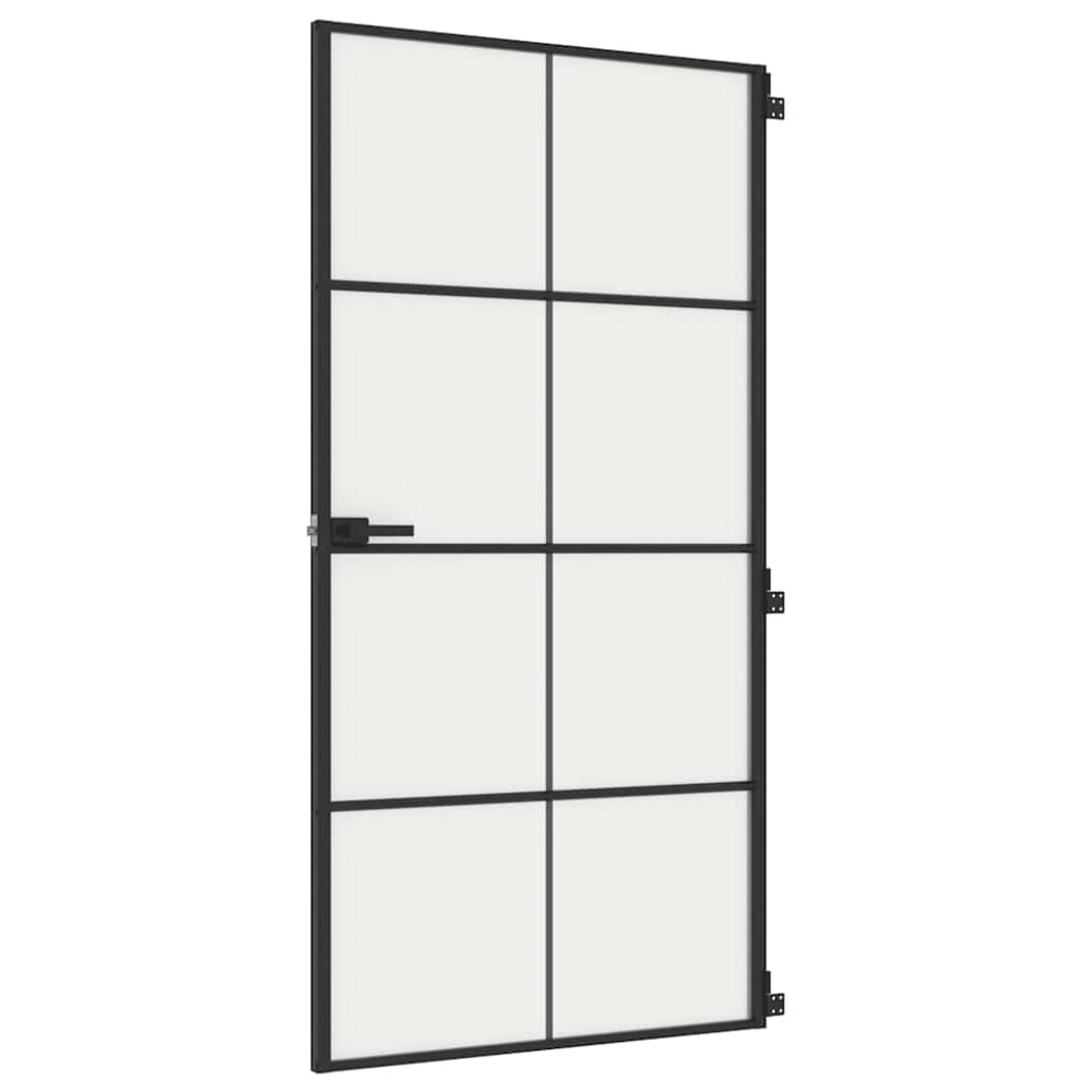 vidaXL Εσωτερική Πόρτα Μαύρη 102,5x201,5 εκ. Ψημένο Γυαλί & Αλουμίνιο