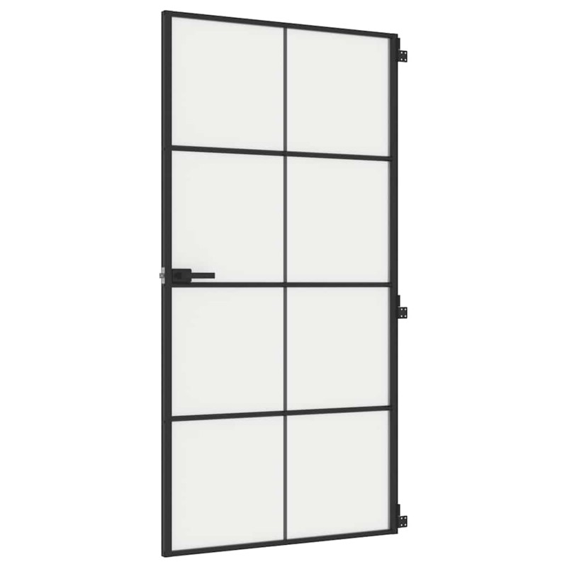 vidaXL Εσωτερική Πόρτα Μαύρη 102,5x201,5 εκ. Ψημένο Γυαλί & Αλουμίνιο