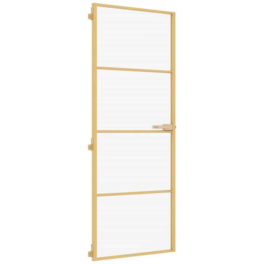 vidaXL Εσωτερική Πόρτα Χρυσή 76 x 201,5 εκ. Ψημένο Γυαλί & Αλουμίνιο