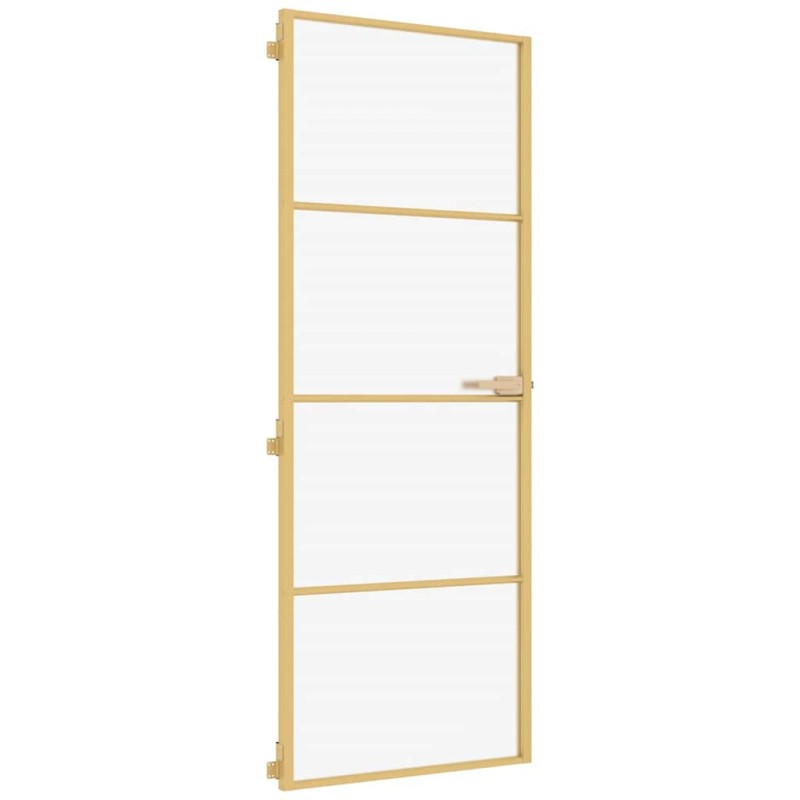 vidaXL Εσωτερική Πόρτα Χρυσή 76 x 201,5 εκ. Ψημένο Γυαλί & Αλουμίνιο
