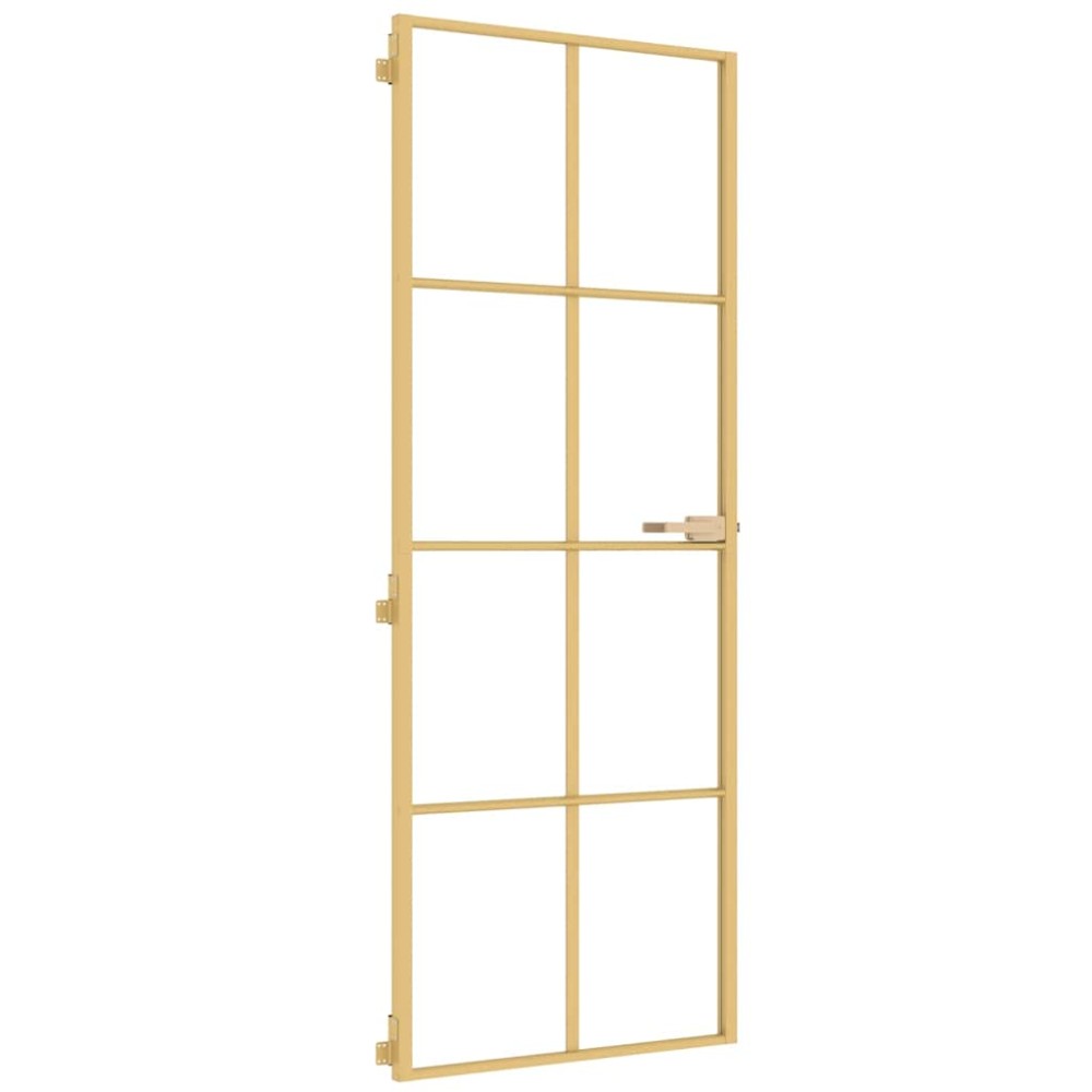 vidaXL Εσωτερική Πόρτα Χρυσή 76 x 201,5 εκ. Ψημένο Γυαλί & Αλουμίνιο