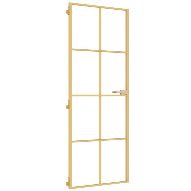 vidaXL Εσωτερική Πόρτα Χρυσή 76 x 201,5 εκ. Ψημένο Γυαλί & Αλουμίνιο