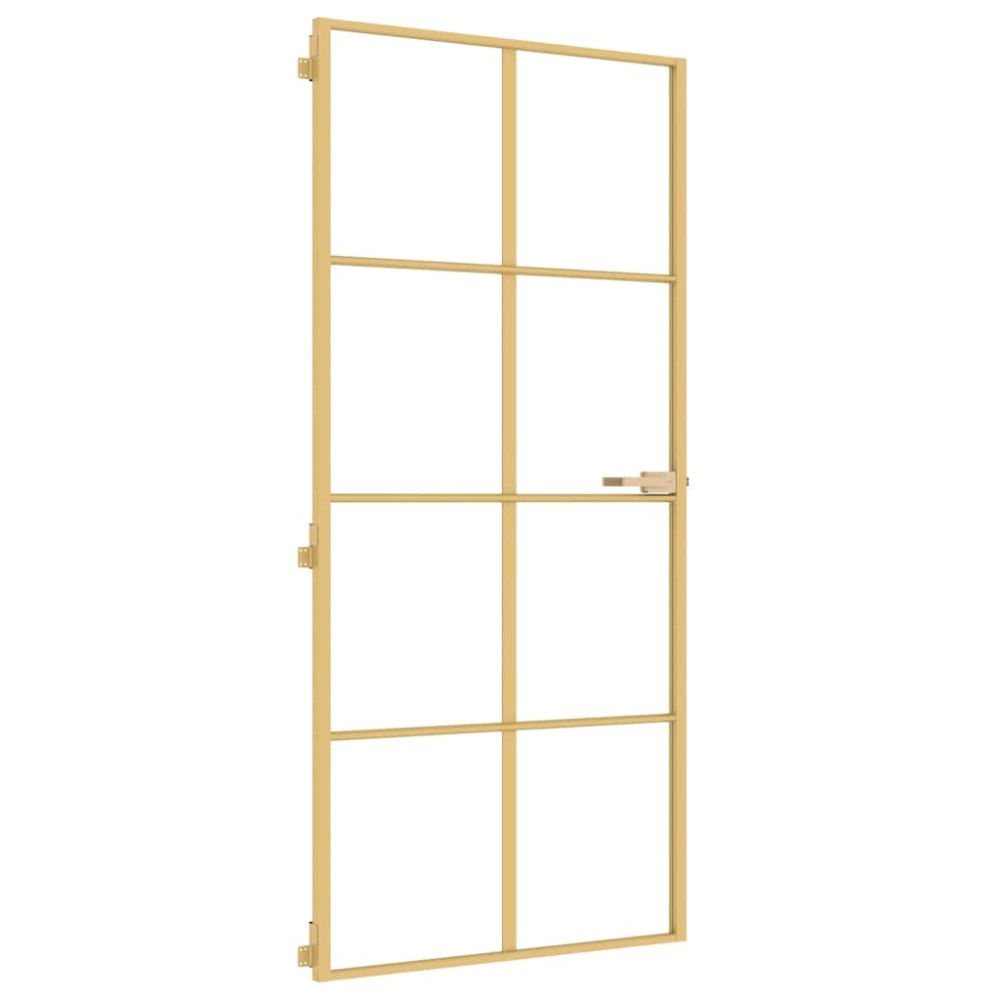 vidaXL Εσωτερική Πόρτα Χρυσή 93 x 201,5 εκ. Ψημένο Γυαλί & Αλουμίνιο