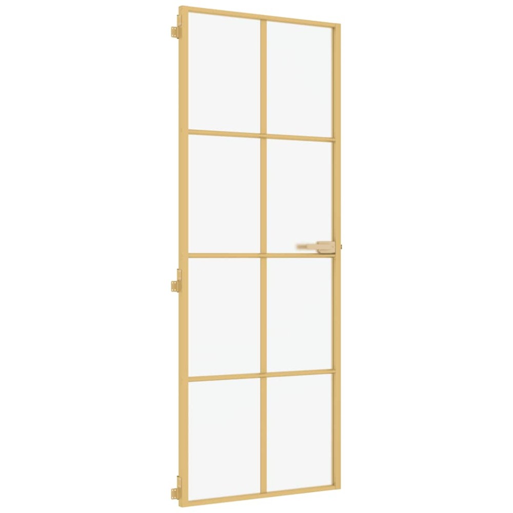 vidaXL Εσωτερική Πόρτα Χρυσή 76 x 201,5 εκ. Ψημένο Γυαλί & Αλουμίνιο